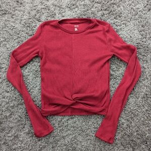 Hollister Gilly Hicks Burgundy Dark Red Slim Twist Front Cropped Sweater (S)